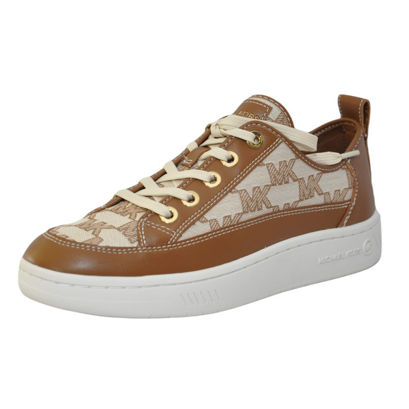 Michael Kors Shea Lace Up Sneakers MK Outline Jacquard Cream/Multi 6/7 Nib $185 - Picture 1 of 7